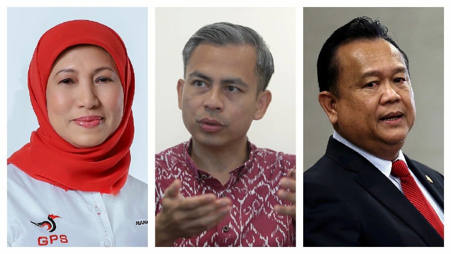 From left: Datuk Seri Nancy Shukri, Fahmi Fadzil and Datuk Seri Alexander Nanta Linggi. - NSTP/ MOHAMAD SHAHRIL BADRI SAALI and Bernama pic