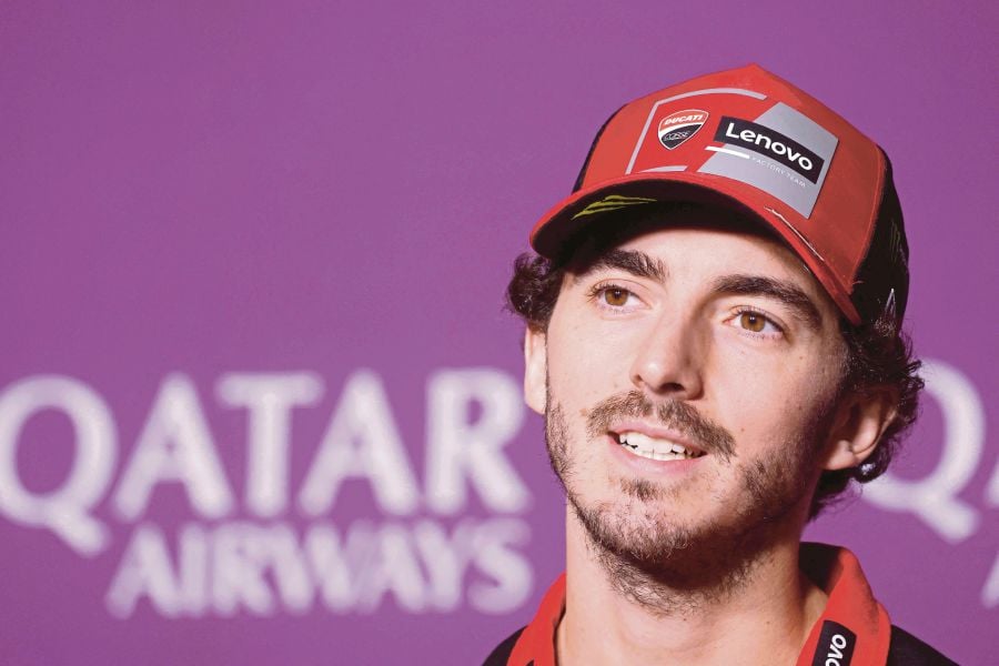 Ducati Lenovo Team Italian rider Francesco Bagnaia attends the press conference pre-event at the Lusail International Circuit in Lusail, north of Doha on March 7, 2024, ahead of the Qatar MotoGP Grand Prix. - AFP pic