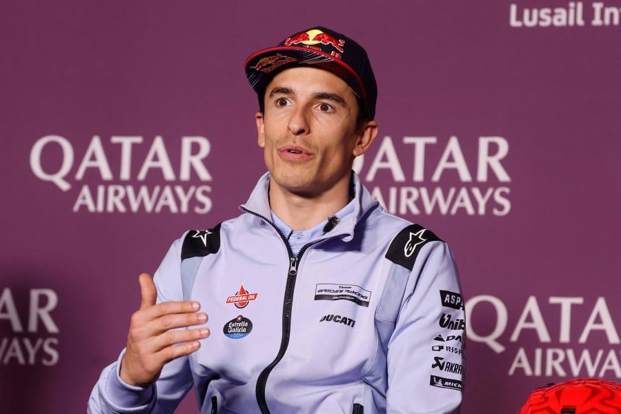 Gresini Racing MotoGP Spanish rider Marc Marquez attends the press conference pre-event at the Lusail International Circuit in Lusail, north of Doha, ahead of the Qatar MotoGP Grand Prix. - AFP pic