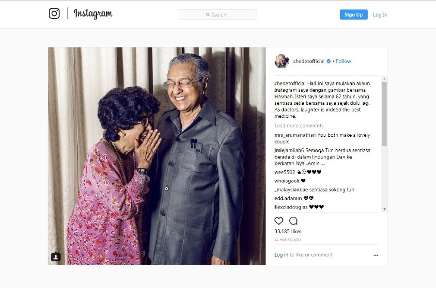 Dr M Debuts On Instagram With Heart-warming Post Featuring Dr Siti ...