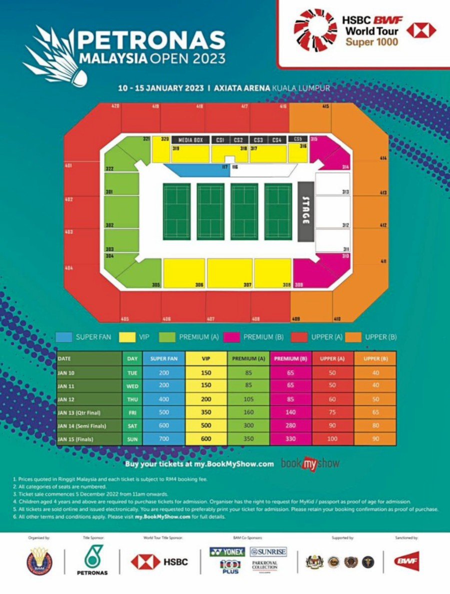 Badminton Malaysia Open tickets on sale from Monday