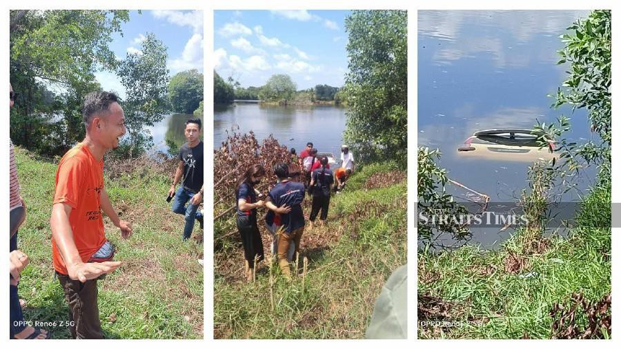 Suzaini Mohd Sadali (left), 43, a factory supervisor, said he was driving around the area known as Tasik Merdeka when he saw the car in front skid and plunge into the lake, which is a former bauxite mine.  - Pic courtesy of Reader