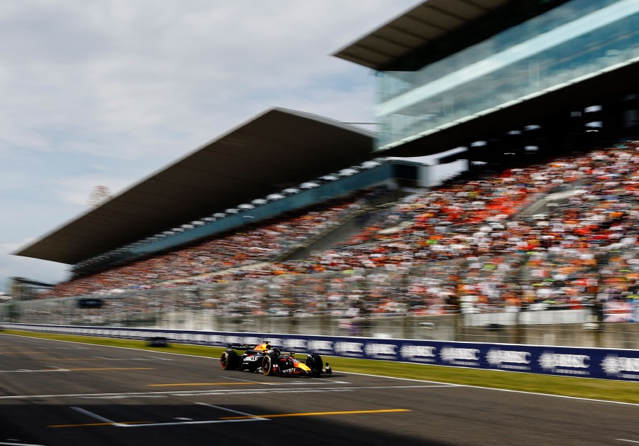 Red Bull Racing's Max Verstappen in action during the Formula One Japanese Grand Prix race at the Suzuka circuit in Suzuka, Mie prefecture yesterday (April 7). — AFP