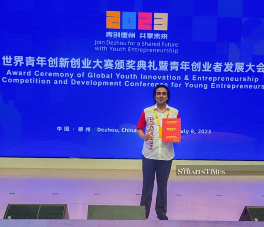 Meraque’s chief executive officer, Md Razalee Ismail, won the Global Youth award at the Global Youth Innovation & Entrepreneurship Competition in Shandong, China.