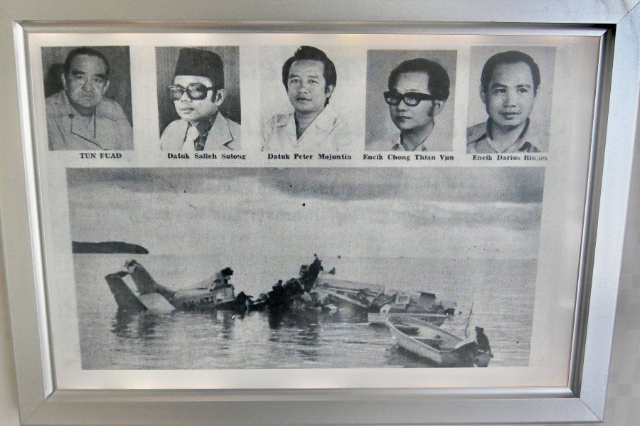 Photos of Sabah Air's GAF Nomad light aircraft that crashed and the victims who died in the 'Double Six' incident in 1976 were displayed at the Double Six Gallery in Sembulan.- NSTP/MOHD ADAM ARININ