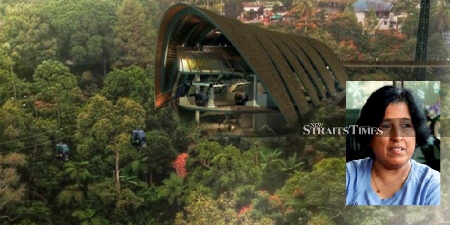 SAM president Meenakshi Raman (inset) says it is wrong for the director-general (DG) of the Department of Environment (DOE) to approve the Environmental Impact Assessment (EIA) report for the Penang Hill Cable Car project without public display and public feedback. - NSTP file pic