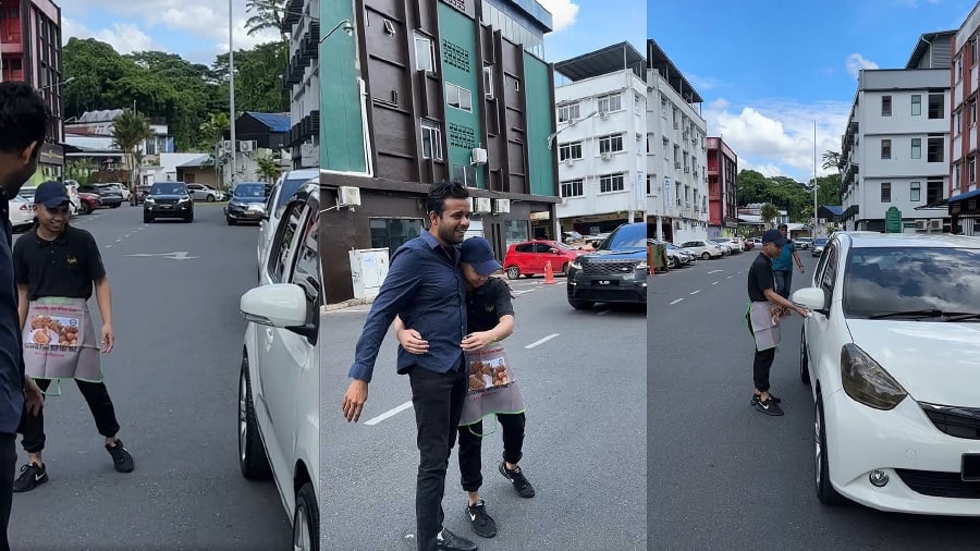 A video shared on Facebook by user @AmzKuching depicted the restaurant owner, identified as Mr Damith, visiting a car showroom to surprise his employee with a brand new Myvi as a token of gratitude for the employee’s hard work and dedication. - Pic from @AmzKuching FB