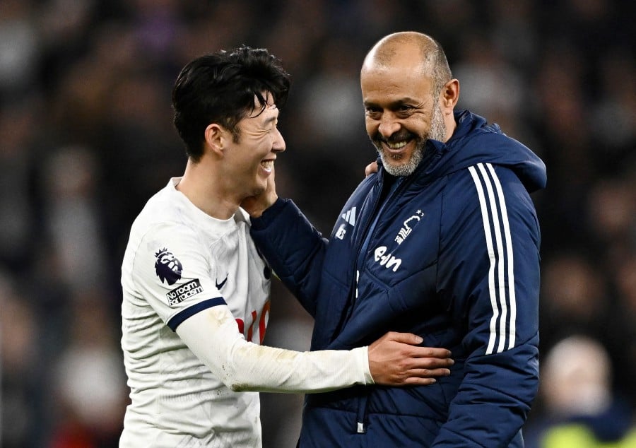 Tottenham Hotspur's Son Heung-min and Nottingham Forest manager Nuno Espirito Santo after the match. - Reuters pic