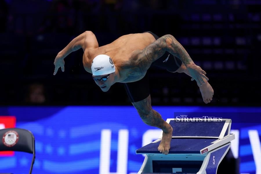 Caeleb Dressel competes in a preliminary heat of the men's 50m freestyle on Day Six of the US Olympic Team Swimming Trials at Lucas Oil Stadium in Indianapolis, Indiana, on Friday. AFP PIC 