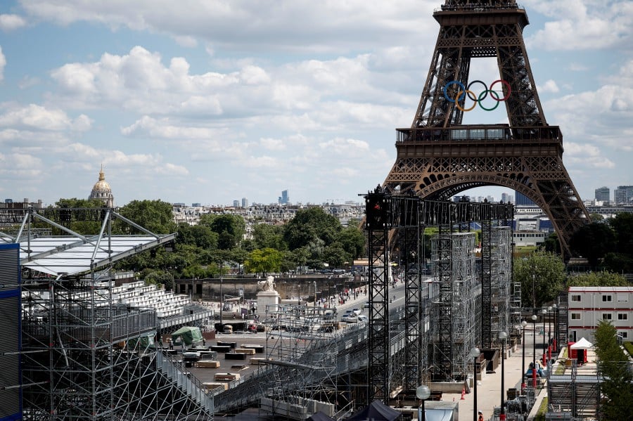 A view of the Trocadero Champions Park under construction, ahead of the Paris 2024 Olympic and Paralympic Games, near the Eiffel Tower in Paris, France, June 24, 2024. REUTERS