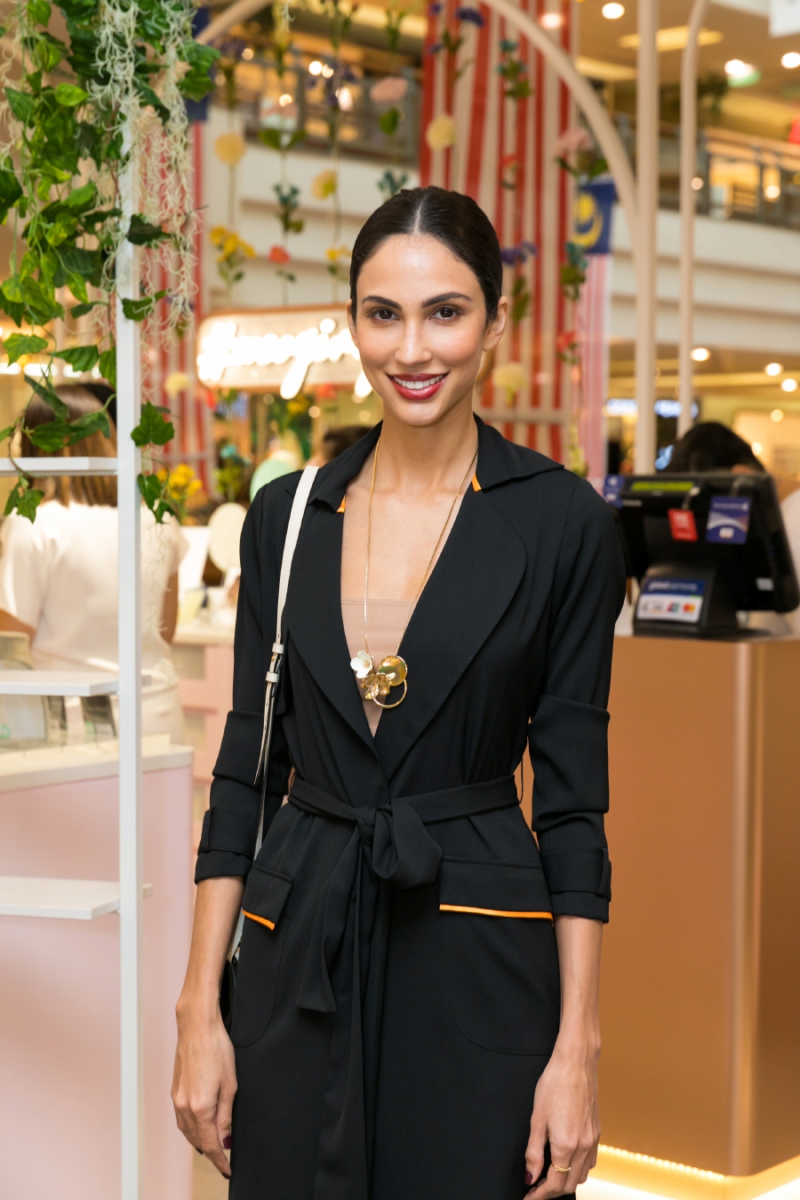 Model and activist Deborah Henry at the pop-up store wearing a necklace from the Eden collection.