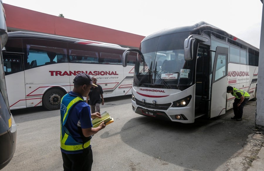 Road Transport Department (JPJ) senior director (enforcement) Datuk Lokman Jamaan said the inspections were conducted to ensure that the buses being used were able to operate smoothly without any issues. -- STR/HAZREEN MOHAMAD