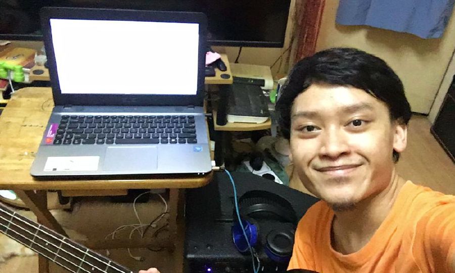 Universiti Teknologi Mara (UiTM) Shah Alam music student Omar Mokhtar Azizul continues his online lessons at home.