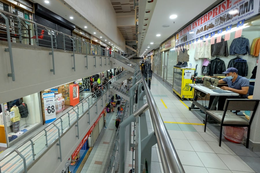Only a handful of retailers were open for business at Pertama Complex in Kuala Lumpur late last year as a result of the Covid-19 pandemic. Bernama/Photo