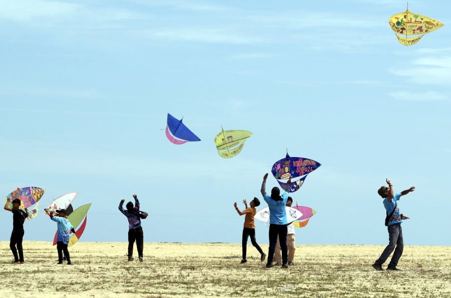 TUMPAT: Some of the participants who took part in the 14th Kelantan International Kite Festival at Pantai Geting. — NSTP/NIK ABDULLAH NIK OMAR