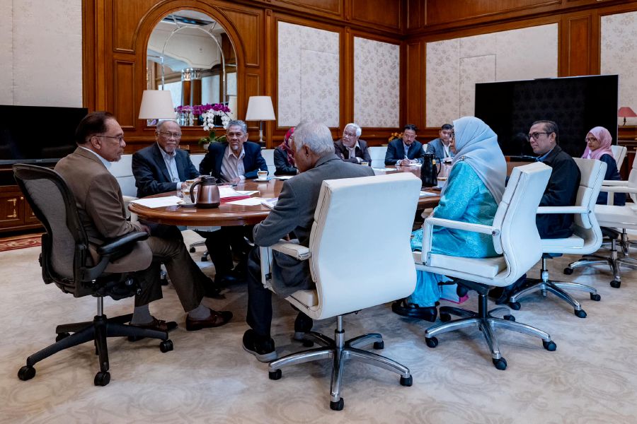 Prime Minister Datuk Seri Anwar Ibrahim today received a courtesy call from the Group of 70 Malay professors (G70) led by its adviser Prof. Emeritus Datuk Dr Osman Bakar at his office in Putrajaya. - Pic courtesy from Datuk Seri Anwar Ibrahim Facebook