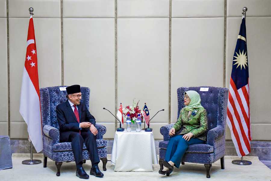 Prime Minister Datuk Seri Anwar Ibrahim today paid a courtesy call on Singapore President Halimah Yacob, who is on a state visit to Malaysia. - Pic courtesy of Datuk Seri Anwar Ibrahim Facebook