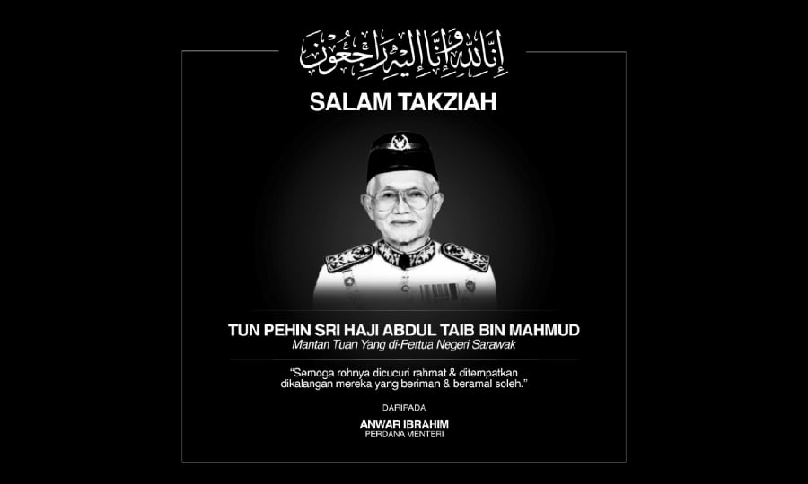Prime Minister Datuk Seri Anwar Ibrahim says Malaysia has lost a respected statesman, following the death of former Governor Tun Abdul Taib Mahmud. - Pic credit X @anwaribrahim