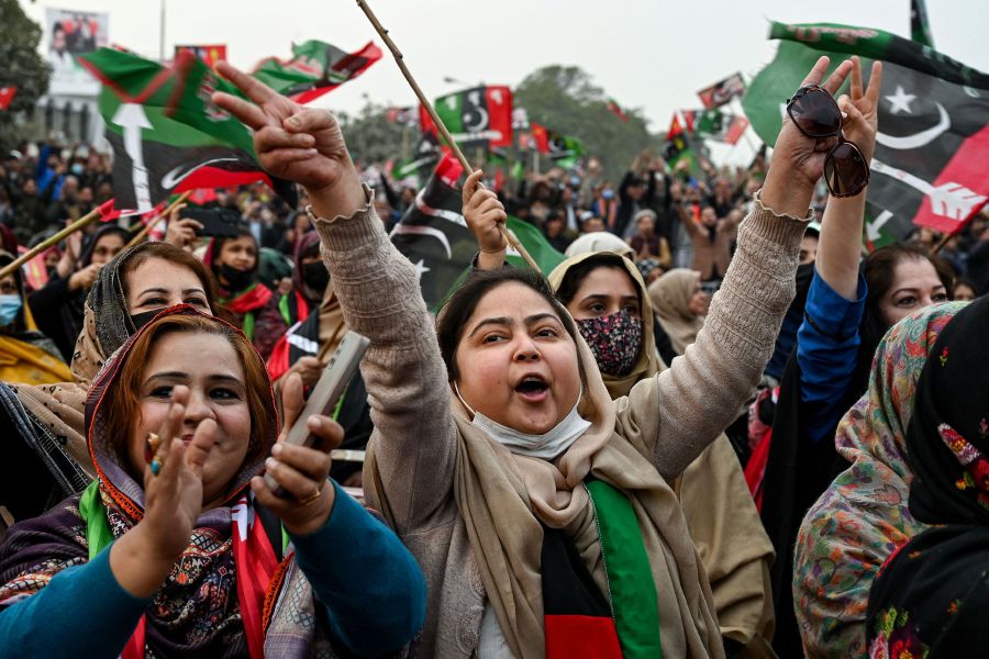 Women supporters attend an election campaign rally of Pakistan People's Party (PPP) in Peshawar, ahead of the upcoming general elections. - AFP pic