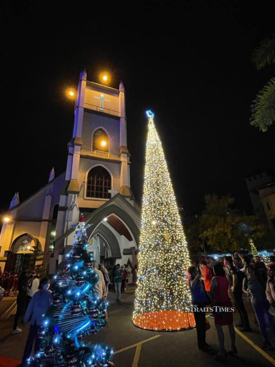 The 30-foot Christmas tree frame on the grounds of the Church of the Immaculate Conception in Pulau Tikus, George Town. - NSTP/ MARINA EMMANUEL 
