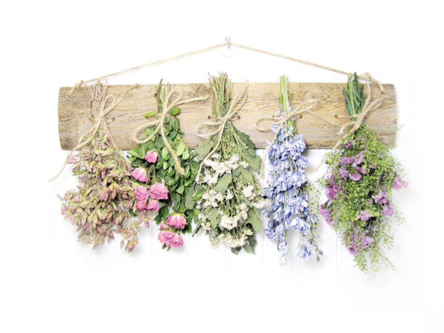 Flowers and herbs may wither but they can still make an eye-catching display of creativity upon your bare walls.