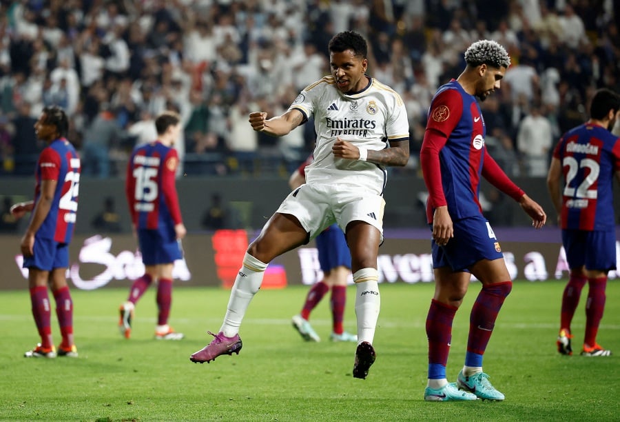 Real Madrid's Rodrygo celebrates scoring their fourth goal. - REUTERS pic