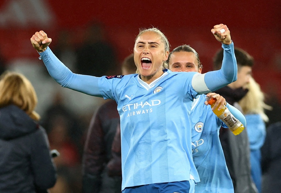 Manchester City's Steph Houghton celebrates after the match. - REUTERS pic