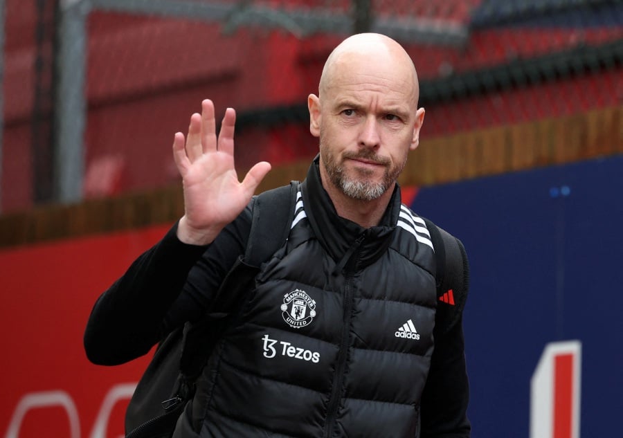 Manchester United manager Erik ten Hag arrives at the stadium before the match. - Reuters pic