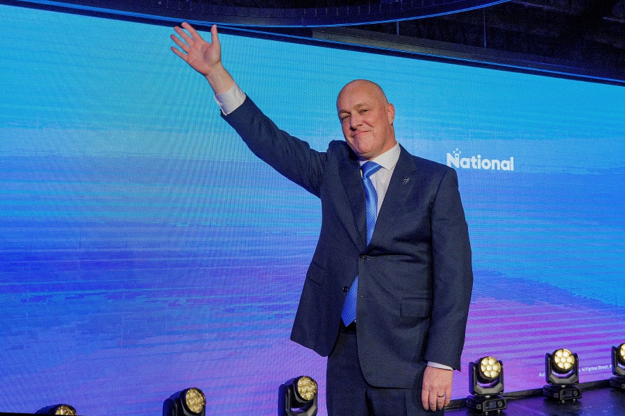 Christopher Luxon, leader of New Zealand's National Party waves to supporters at his election party after winning the general election in Auckland, New Zealand, October 14, 2023. - REUTERS Pic