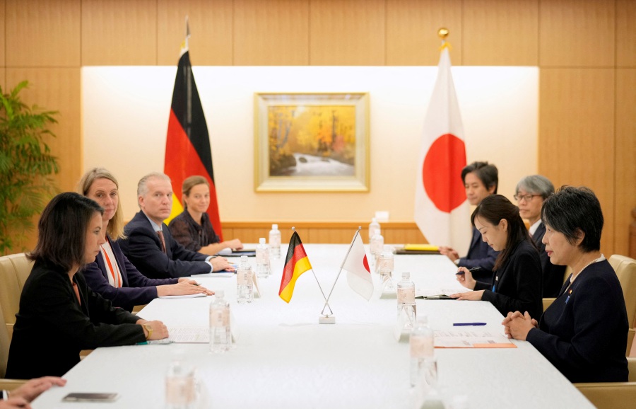 Japanese Foreign Minister Yoko Kamikawa (R) and German Foreign Minister Annalena Baerbock (L) attend a bilateral meeting at the Foreign Ministry in Tokyo, Japan, 08 November 2023. - REUTERS Pic