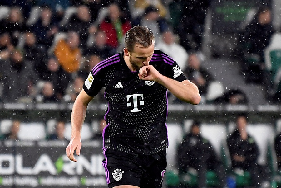 Bayern Munich's Harry Kane celebrates scoring their second goal. - REUTERS pic
