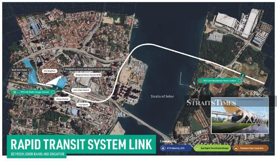 The RTS link project is a 4KM-long railway shuttle link with two stations, one in Bukit Chagar, Johor Bahru, and one in Woodlands, Singapore. Pix credit: www.mymrt.com.my