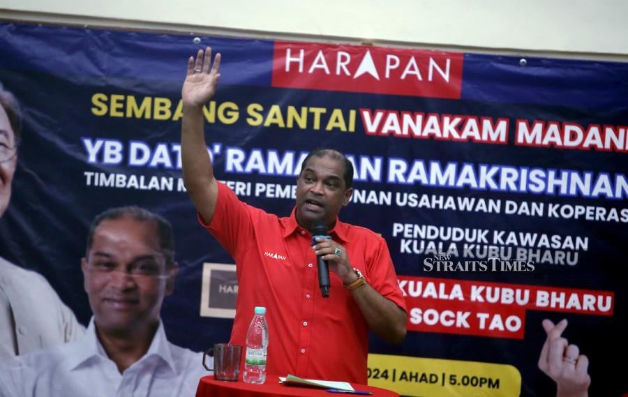 The practice of slander as a campaign strategy during elections only serves to bring damage to the community, says PKR deputy information chief Datuk R. Ramanan. NSTP/HAIRUL ANUAR RAHIM
