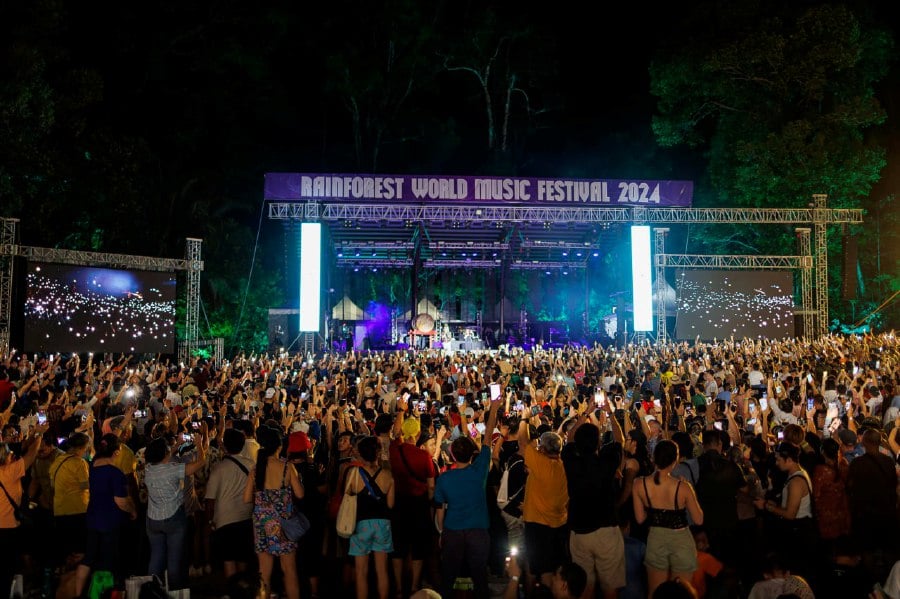 The sell-out crowd packed the Sarawak Cultural Village to watch Kitaro perform at the just concluded Rainforest World Music Festival. - Pic courtesy of the Sarawak Tourism Board