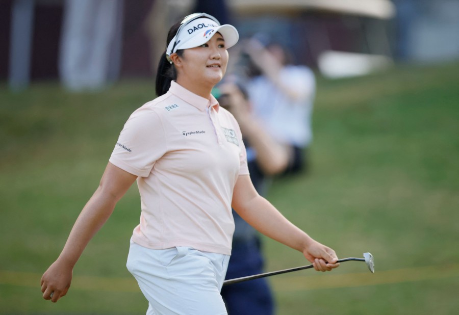 Ryu Hae-ran of South Korea reacts to her eagle putt on the 14th green during the Final round of the Walmart NW Arkansas Championship presented by P&G at Pinnacle Country Club in Rogers, Arkansas. -AFP PIC