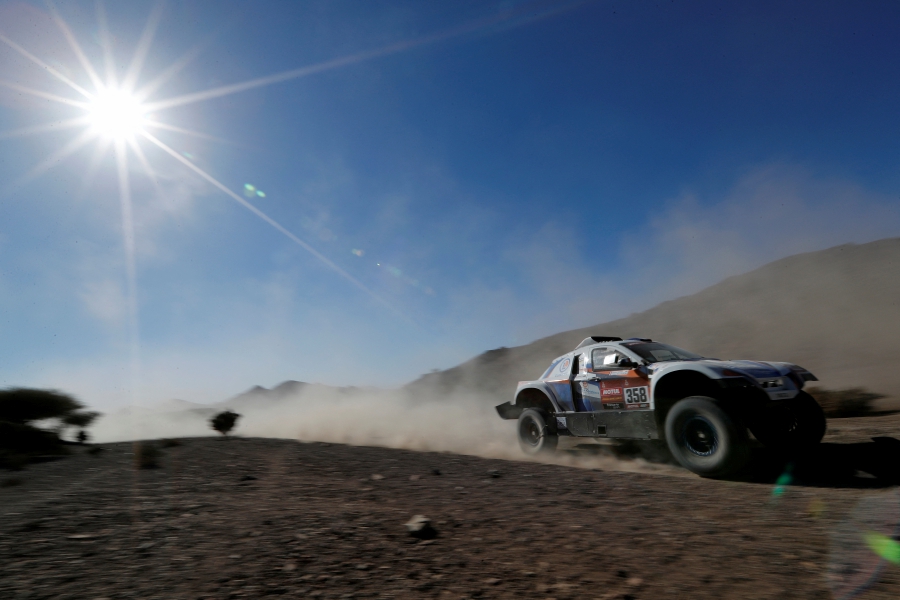 FILE PHOTO: Rallying - Dakar Rally - Stage 2 - Al Wajh - Neom, Saudi Arabia - January 6, 2020  Sodicars Racing car driven by Philippe Boutron and Mayeul Barbet in action during stage two. - Photo by REUTERS/Hamad I Mohammed/File Photo