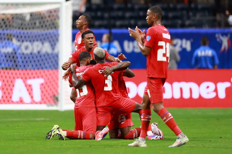 Players of Panama celebrate after winning the CONMEBOL Copa America USA 2024 Group C match between Panama and United States at Mercedes-Benz Stadium on June 27, 2024 in Atlanta, Georgia. AFP PIC