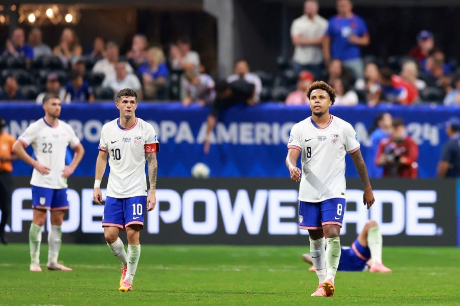 Players of United States look dejected after losing the CONMEBOL Copa America USA 2024 Group C match between Panama and United States at Mercedes-Benz Stadium on June 27, 2024 in Atlanta, Georgia. AFP PIC