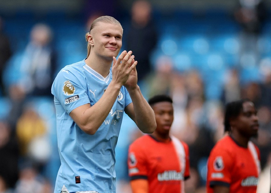 Manchester City's Erling Braut Haaland celebrates after the match. REUTERS PIC