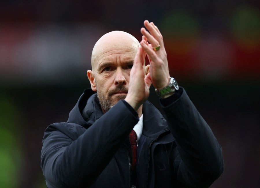 Manchester United manager Erik ten Hag reacts after the match. - Reuters pic