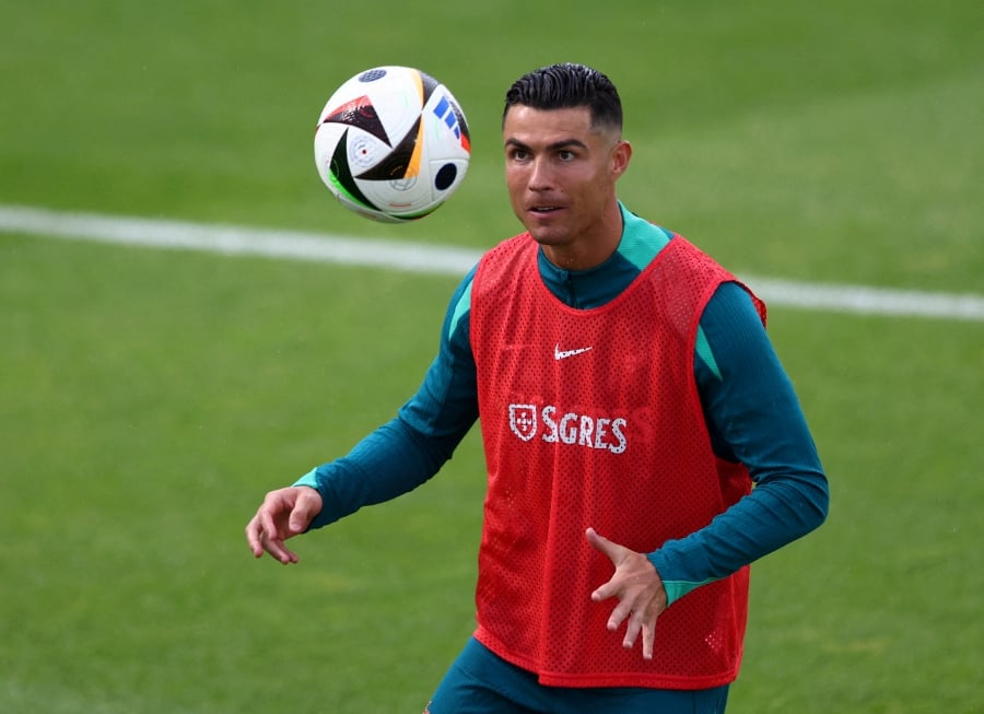 Portugal's Cristiano Ronaldo during training at Centro Desportivo Nacional do Jamor, Oeiras on June 7. REUTERS PIC 