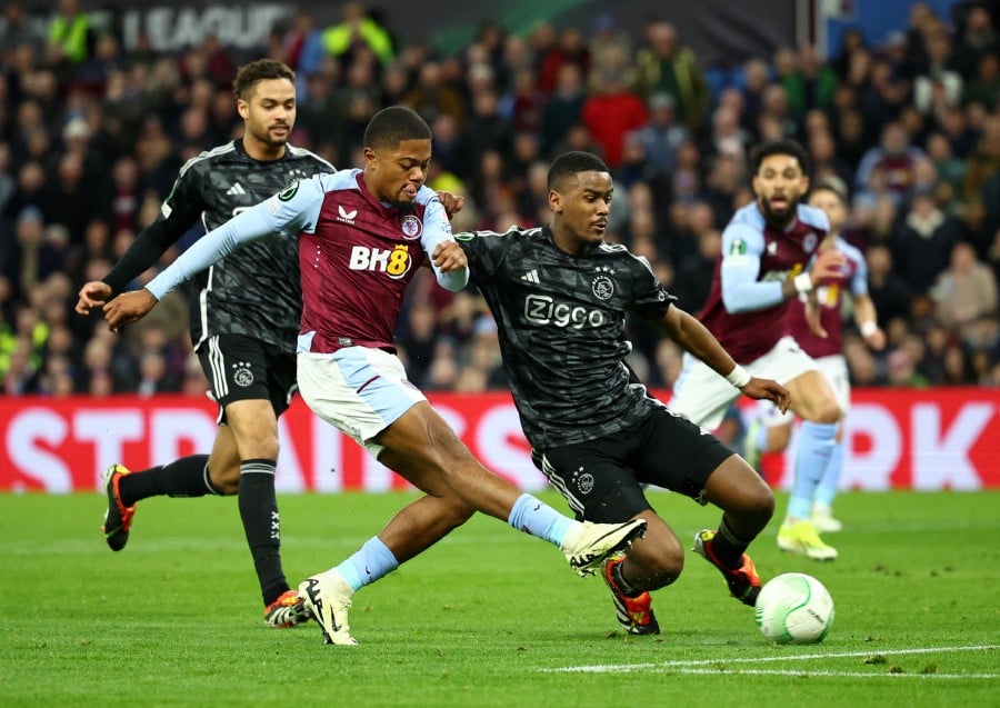Aston Villa's Leon Bailey scores their second goal. REUTERS PIC