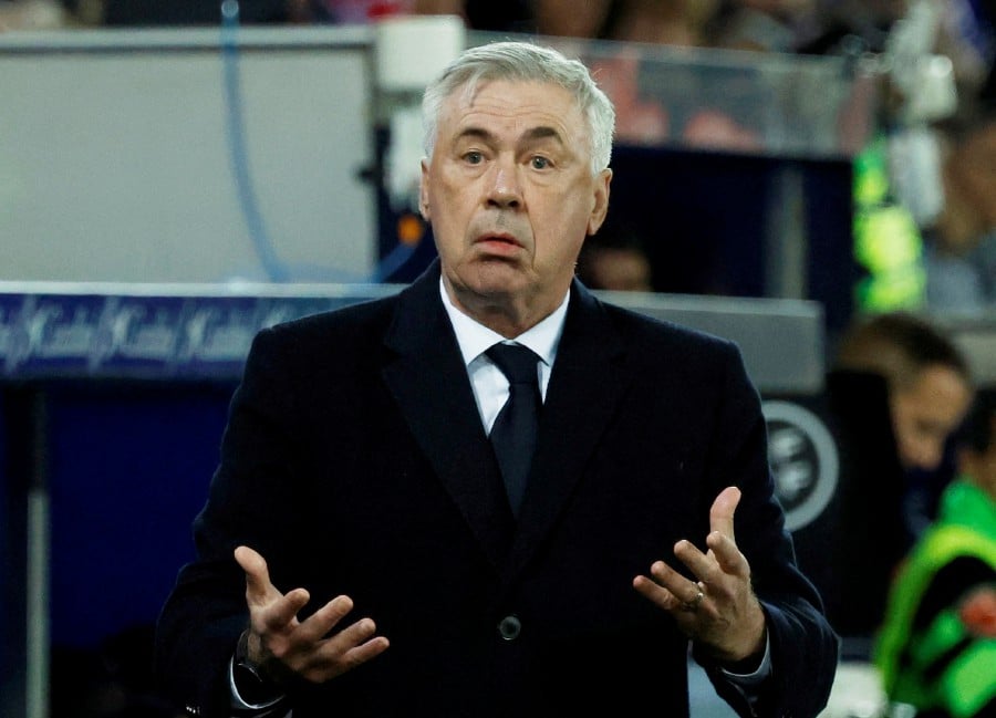 Real Madrid coach Carlo Ancelotti reacts during LaLiga match against Deportivo Alaves. REUTERS PIC