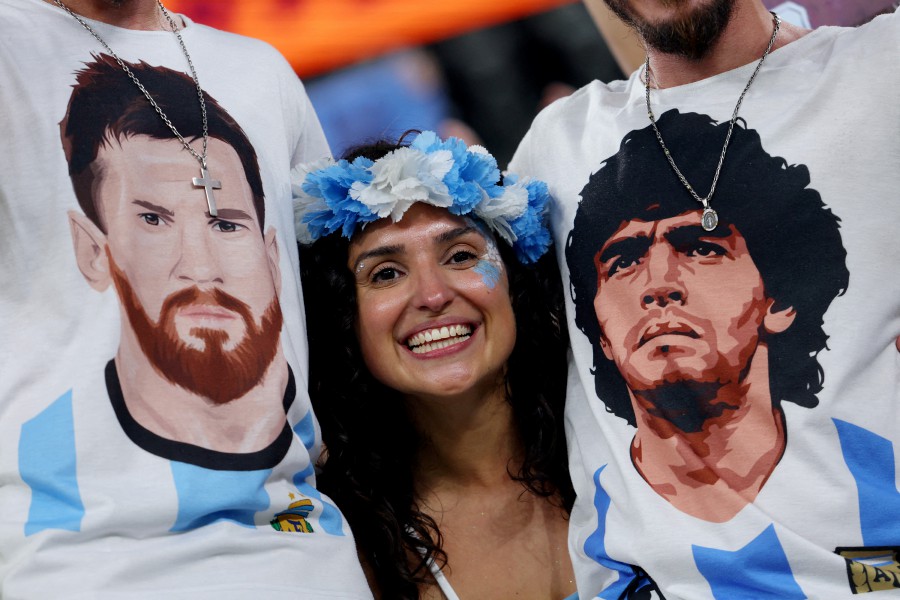 Soccer legend Maradona is cheering Lionel Messi from heaven