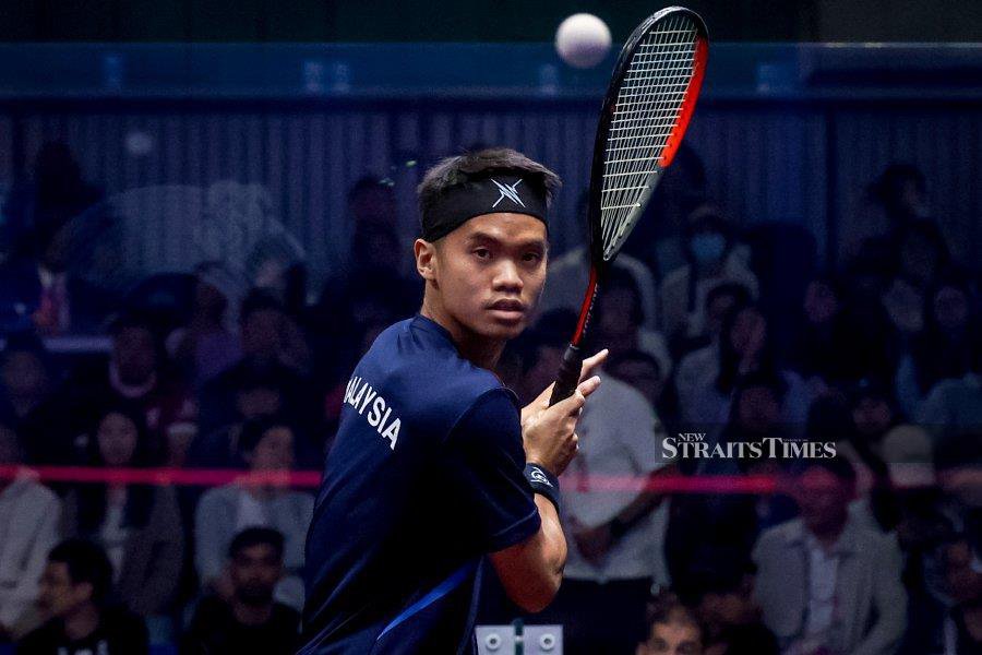 National No. 1 Ng Eain Yow reached the Ace Malaysia Squash Cup quarter-finals by beating Egypt’s Ibrahim Elkabbani 11-8, 11-8, 11-8 at Mohd Said Sports Complex in Seremban 2 yesterday. - NSTP/ASYRAF HAMZAH