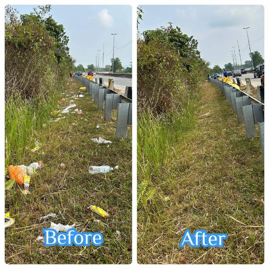  Motorists traveling along the Central Spine Road between Padang Tengku and Merapoh near here have been urged to dispose of their trash properly, following reports of littering along the expressway. — PICTURE COURTESY OF SWCORP PAHANG