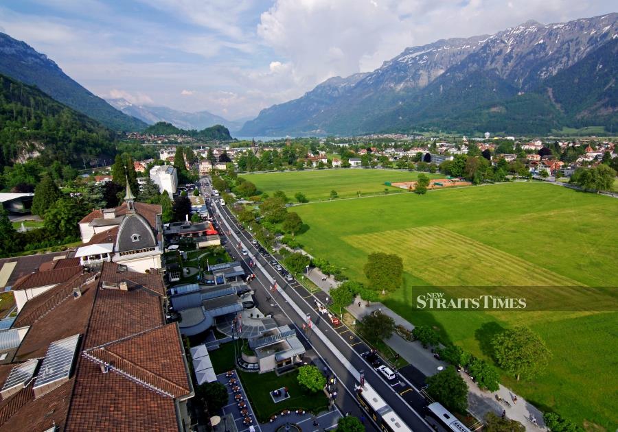 The aerial view of Interlaken.