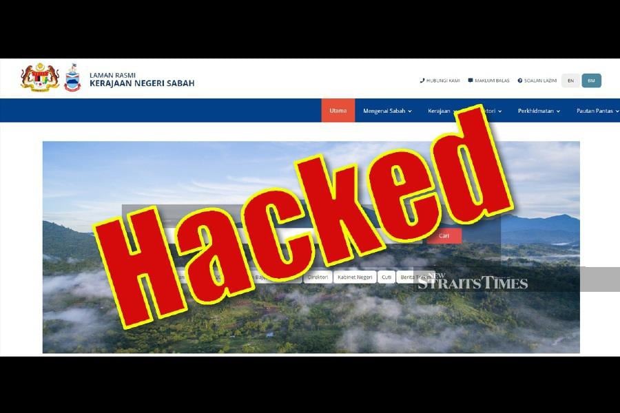 The Sabah government’s official website has been hacked, with 109 files involving the state agencies being compromised. 