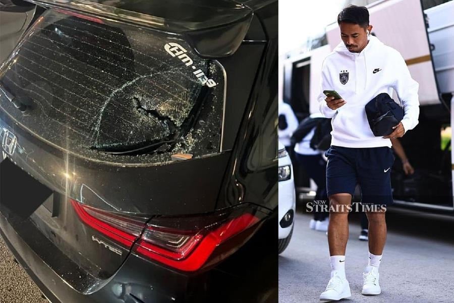 JDT midfielder Safiq Rahim’s car windscreen was smashed with a hammer by two men on a motorcycle in Johor Baru last night. - Pic source from sportsrevobysafiqrahim IG