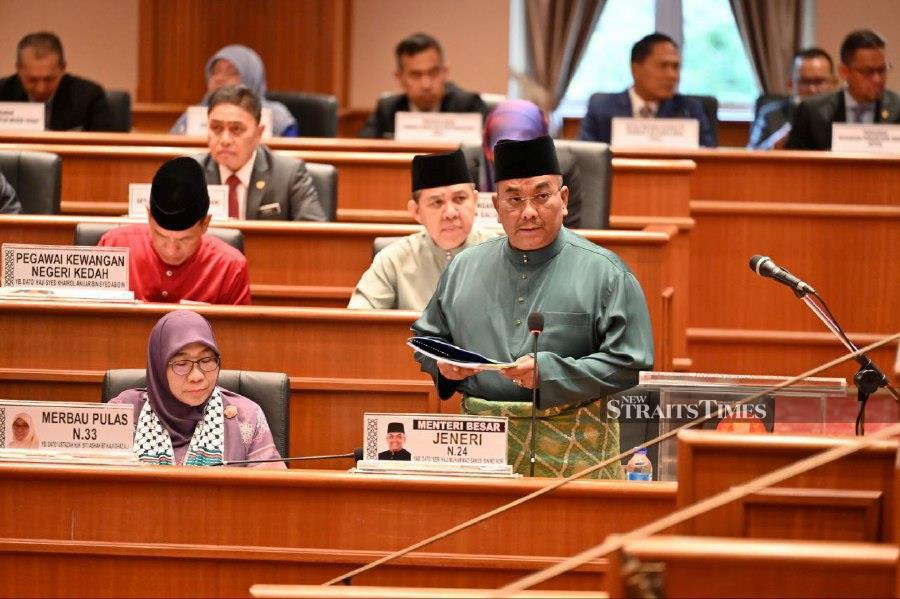 Kedah Menteri Besar Datuk Seri Muhammad Sanusi Md Nor speaking during the state assembly sitting at Wisma Darul Aman, yesterday. - Courtesy pic